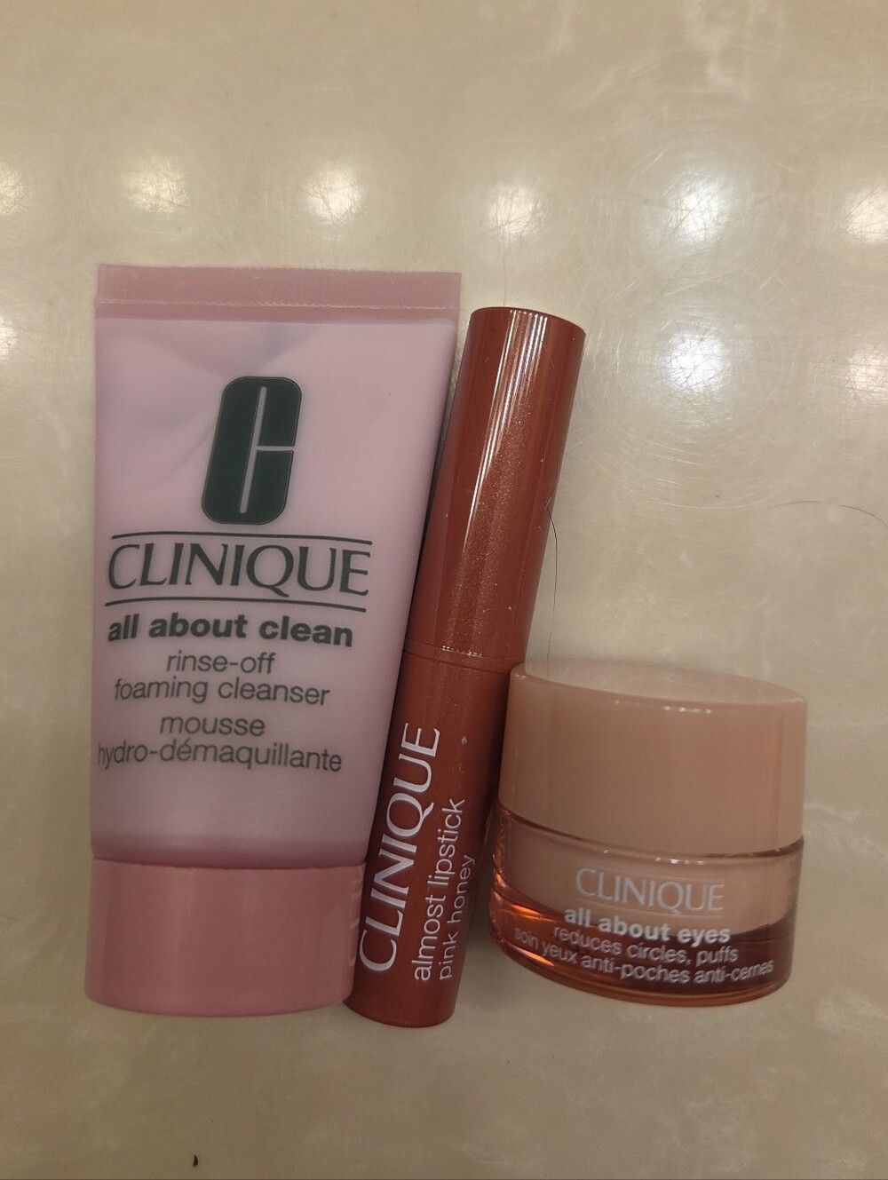 Clinique Pink Lipstick & Skincare Trio - Almost Lipstick & All About Clean